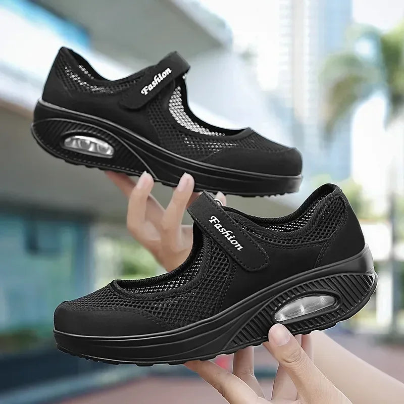 Women's Light Fashion Breathable Mesh Wedge Heels Shoes Casual Shoes Mesh Outdoor Sports Running Designer Sneakers 2024