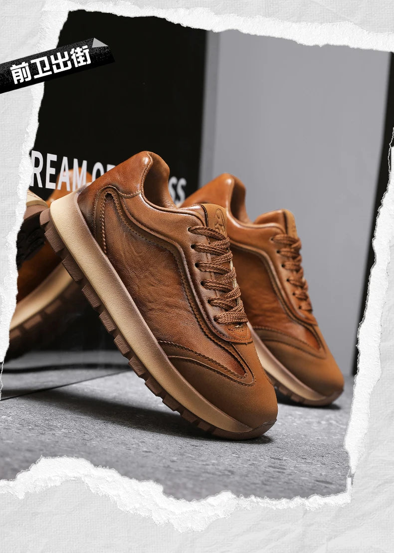 Trendy Men Shoes All Seasons Leather Casual Sneakers Korean Style Fashion Running Shoes Non-slip Wear-resistant Mens Sports Shoe
