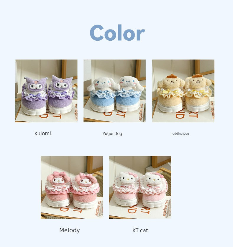 Thick Sole Clow M Bag Heel Cute Fleece-Lined Cotton Slippers
