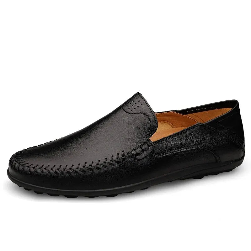 CLOHOO Men's Stitching None Slip Genuine Leather Shoes Handmade Loafer Business Wedding Plus Size Formal Casual Shoes for Men