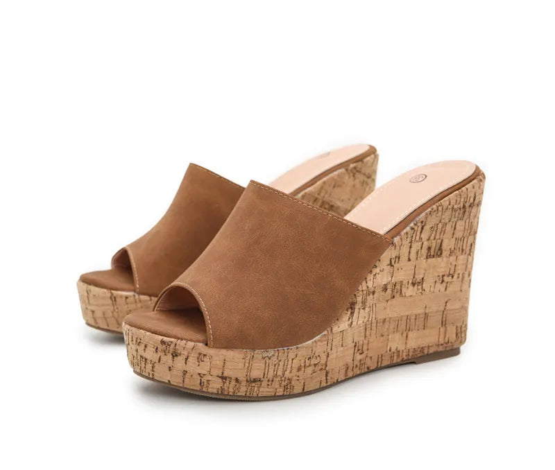 Comemore 2022 New Summer Woman Casual Platform Wedges Heels Slippers Fashion Open Toe Roman Women's Sandals Shoes Slides Mules