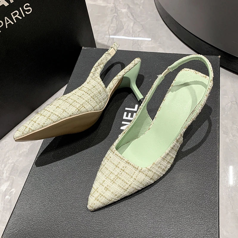 Fashion Women's Pointed High Heels Sandals Banquet Dress Wedding Party Pumps Designer Slingbacks Elegant Slingback Shoes Pumps