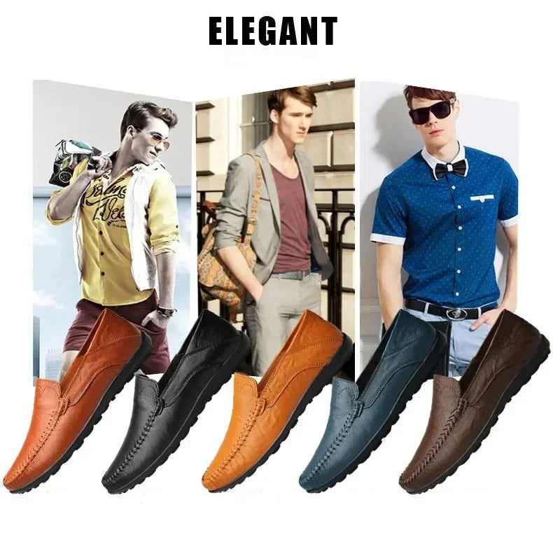 Fashion Leather Men Casual Shoes Luxury Brand Formal Men Loafers Moccasins Italian Breathable Slip on Male Boat Shoes Size 37-47