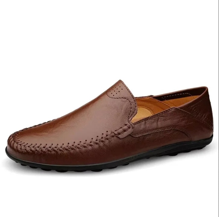 CLOHOO Men's Stitching None Slip Genuine Leather Shoes Handmade Loafer Business Wedding Plus Size Formal Casual Shoes for Men