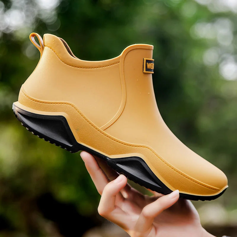 Fashion Couple's Outdoor Rain Boots New Men High Top Hiking Fishing Water Shoes Anti-slip Chef Work Ankle Boots Waterproof Shoes