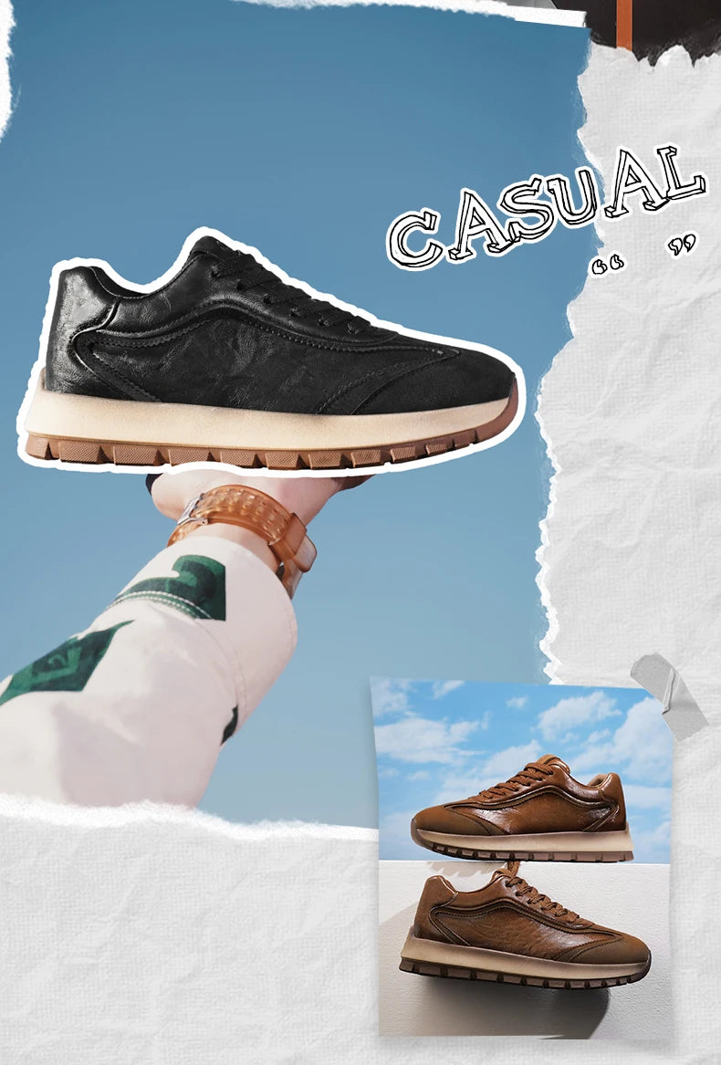 Trendy Men Shoes All Seasons Leather Casual Sneakers Korean Style Fashion Running Shoes Non-slip Wear-resistant Mens Sports Shoe