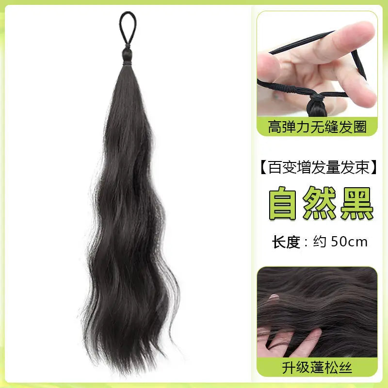 50cm Synthetic Self-Winding Ball Head Wig Hair Bundle Female Hightlight DIY Bun Hair Bundle To Increase Hair Volume Bud Hair Bun