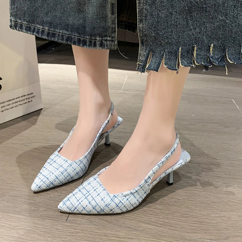Fashion Women's Pointed High Heels Sandals Banquet Dress Wedding Party Pumps Designer Slingbacks Elegant Slingback Shoes Pumps