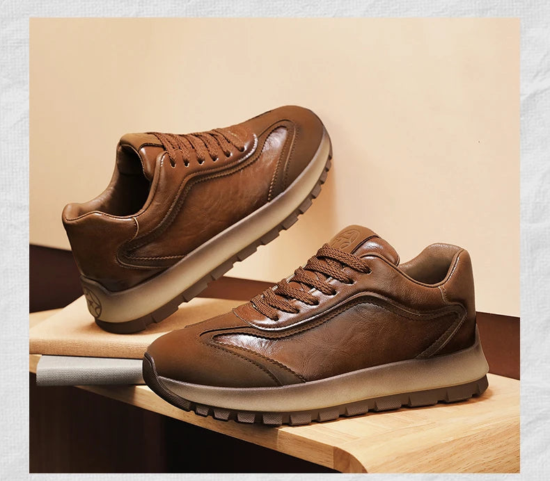Trendy Men Shoes All Seasons Leather Casual Sneakers Korean Style Fashion Running Shoes Non-slip Wear-resistant Mens Sports Shoe