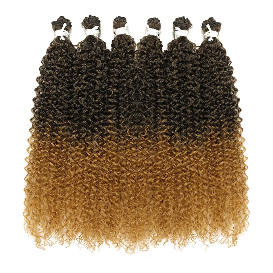 BOL Synthetic Kinky Curly Hair Extensions Long Jerry Curly Bundles Ombre Blonde Fake Crochet Hair For Women Heat Resistant Wave