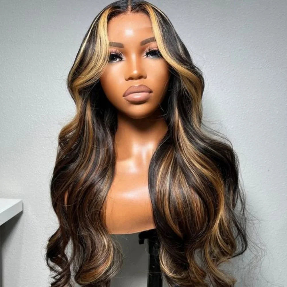 Chocolate Brown 13x4 Synthetic Glueless Lace Front Wigs For Women Loose Wave Body Wave Lace Frontal Wig Pre Cut 180% Density