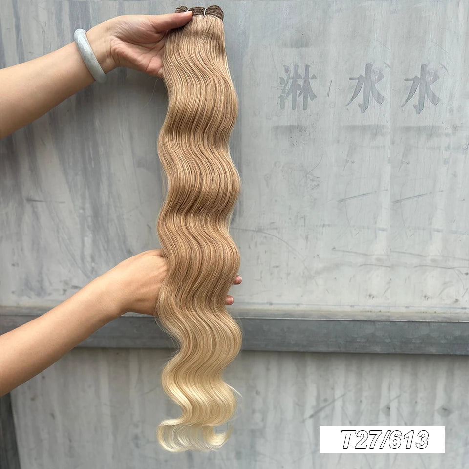 Magicae Synthetic Hair Extensions Body Wave Hair Bundles 26“ 150g Omber Blonde Weave High Temperature Fiber Body Ponytail Hair