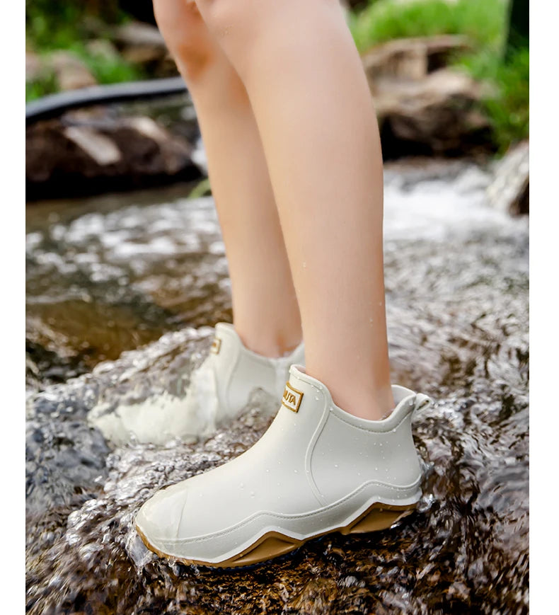 Fashion Couple's Outdoor Rain Boots New Men High Top Hiking Fishing Water Shoes Anti-slip Chef Work Ankle Boots Waterproof Shoes