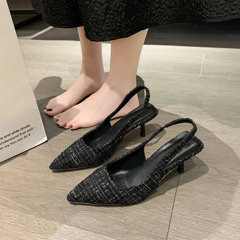 Fashion Women's Pointed High Heels Sandals Banquet Dress Wedding Party Pumps Designer Slingbacks Elegant Slingback Shoes Pumps