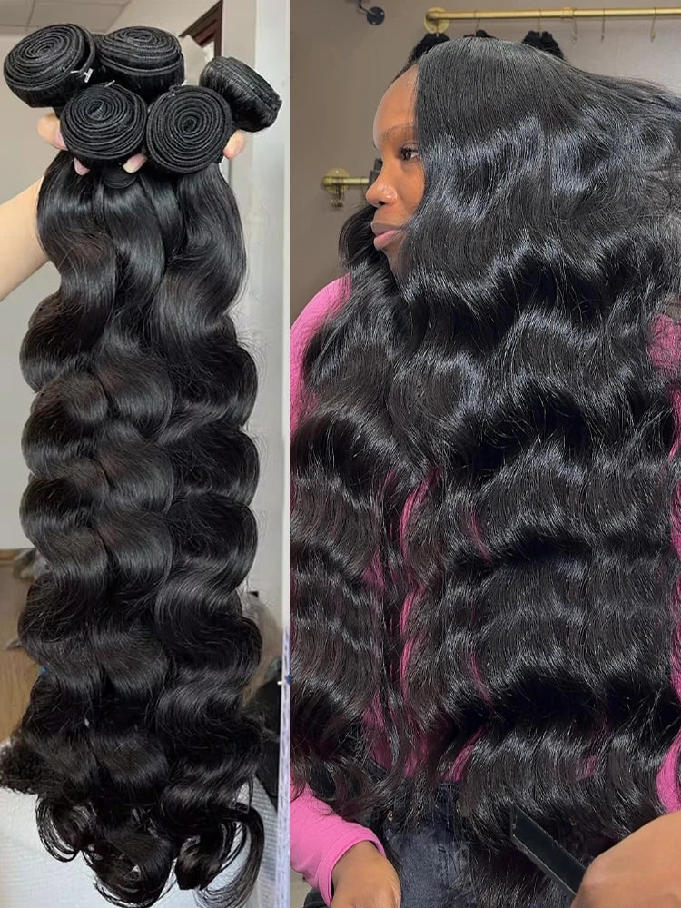 30 40 Inch Body Wave Raw 2 3 4 Bundles Indian 100% Unprocessed Human Hair Wavys Double Drawn Virgin Bundles Weave Extensions