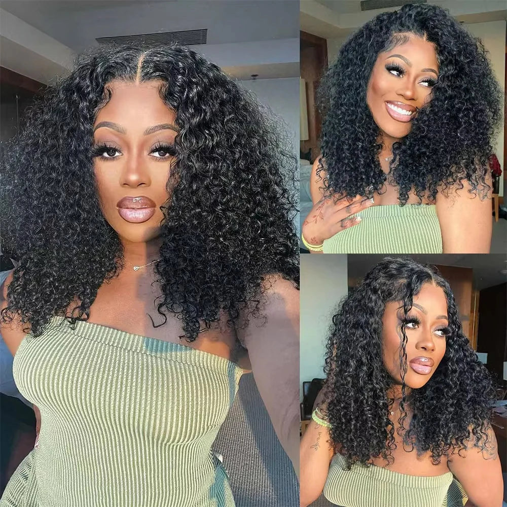 Deep Wave 13x4 Lace Frontal Wig Bob Glueless Wig Human Hair Ready To Wear Curly Wigs 200% 7x5 Closure Wigs Pre Cut Preplucked
