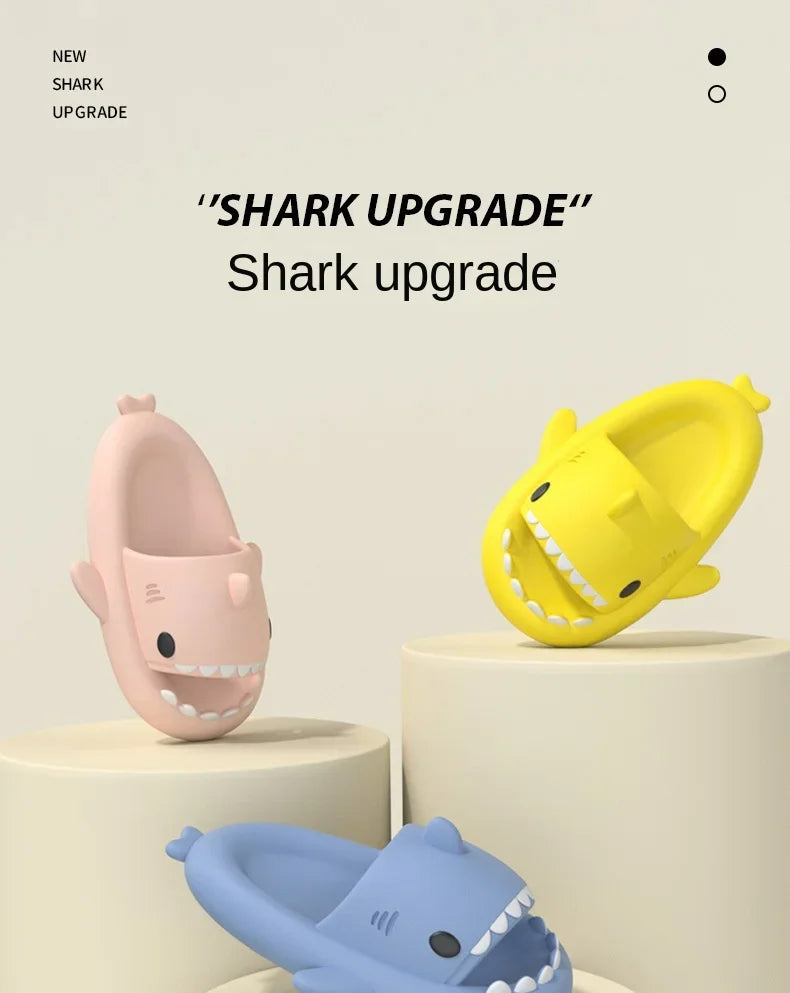 New summer cute shark slippers men's and women's same shower home non-slip flats casual outdoor children's slippers sandals