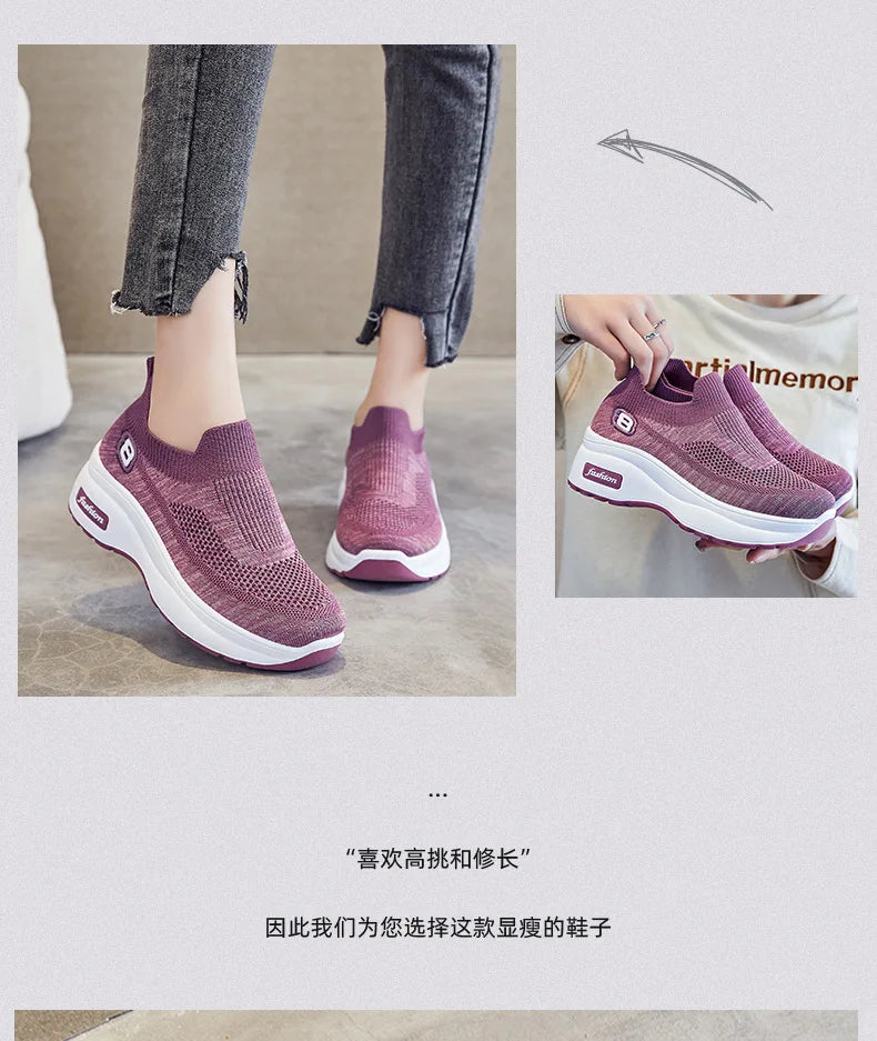 Women Orthopedic Walking Shoes Breathable Mesh Slip-On Sneakers Nursing Work Comfortable Casual Cushion Athletic Running Joggers