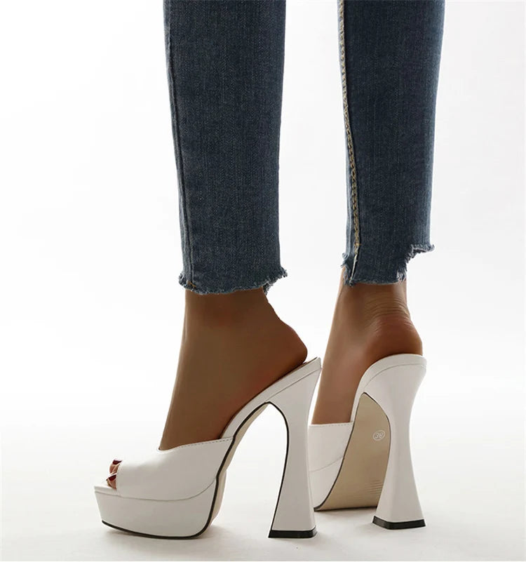 Eilyken Designer Platform Extreme High Heels Women Slippers Peep Toe Banquet Shoes Summer Zapatillas De Mujer