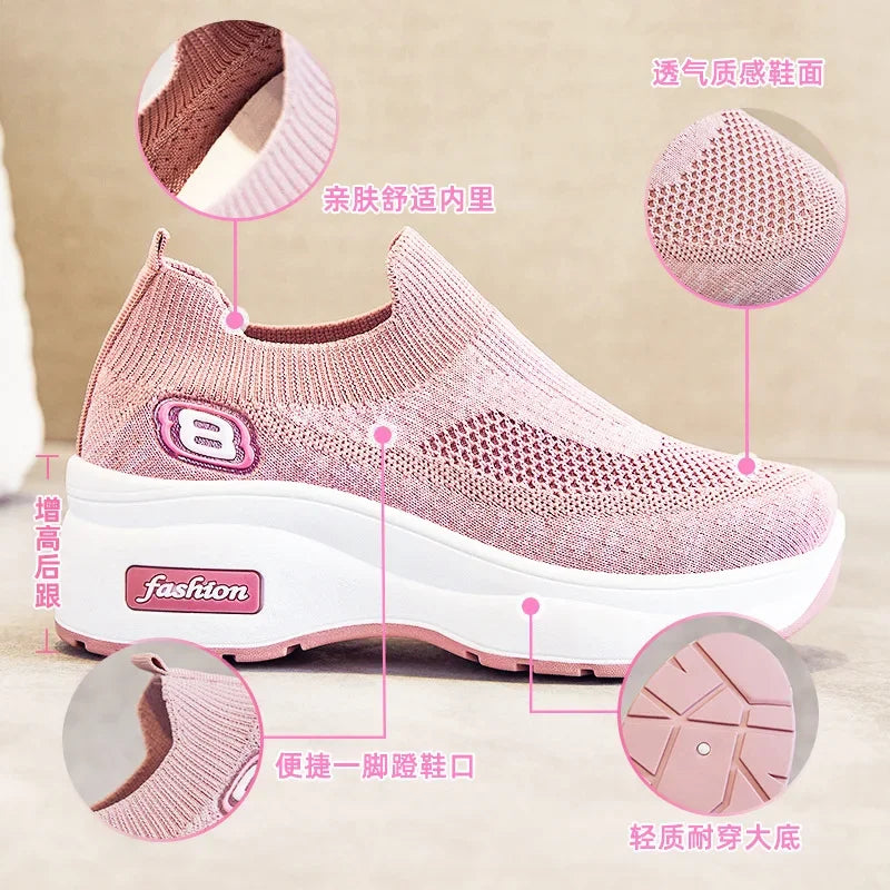 Women Orthopedic Walking Shoes Breathable Mesh Slip-On Sneakers Nursing Work Comfortable Casual Cushion Athletic Running Joggers