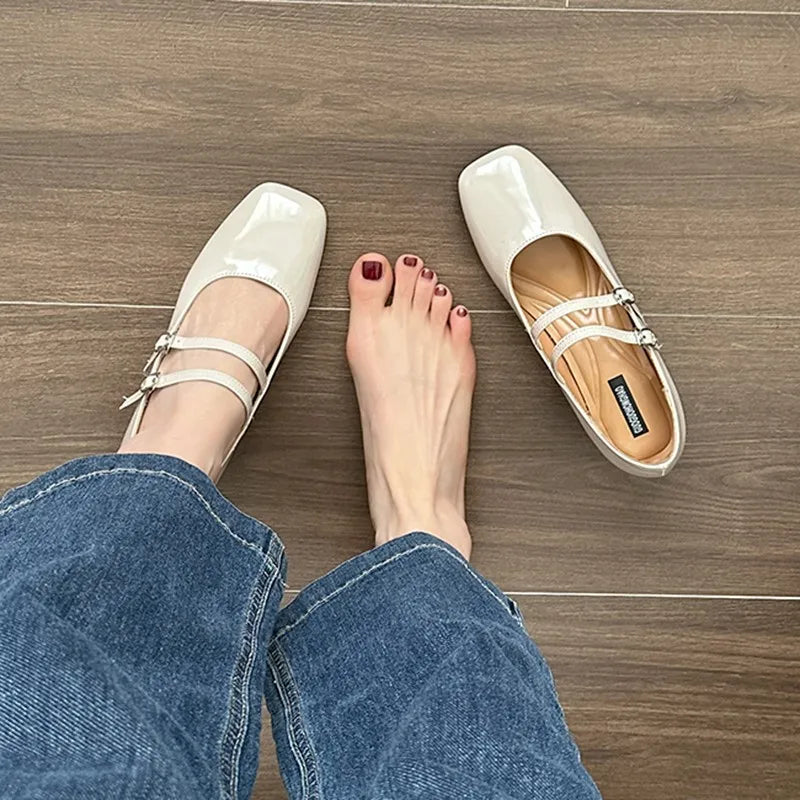 Square Toe Women Mary Jane Shoes Ladies Fashion Shallow Thick High Heel Women's Elegant Red Ballerinas Party Shoes