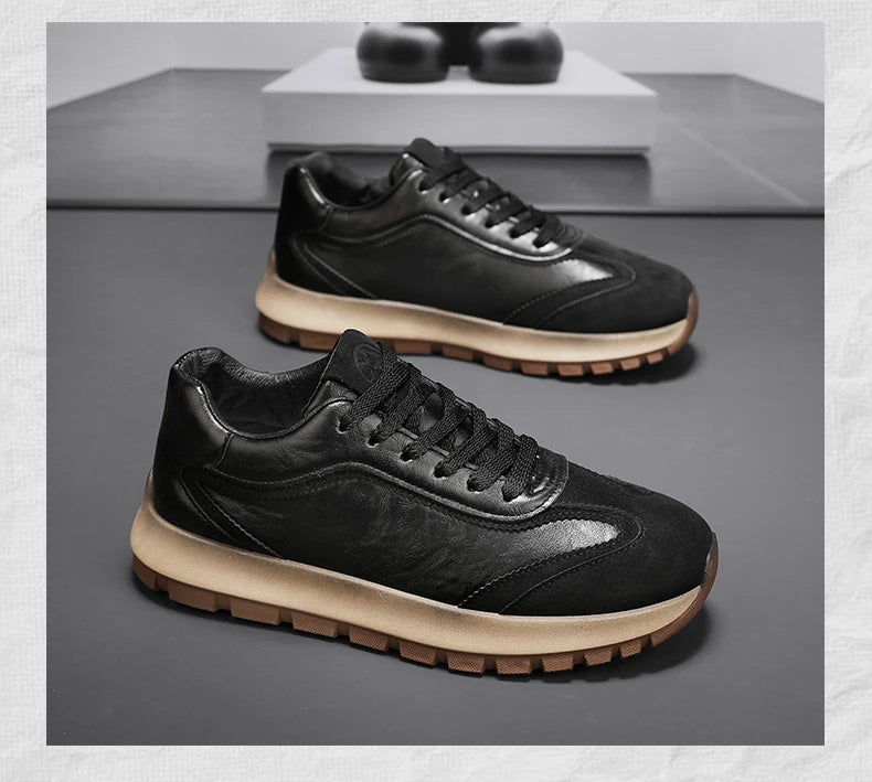 Trendy Men Shoes All Seasons Leather Casual Sneakers Korean Style Fashion Running Shoes Non-slip Wear-resistant Mens Sports Shoe