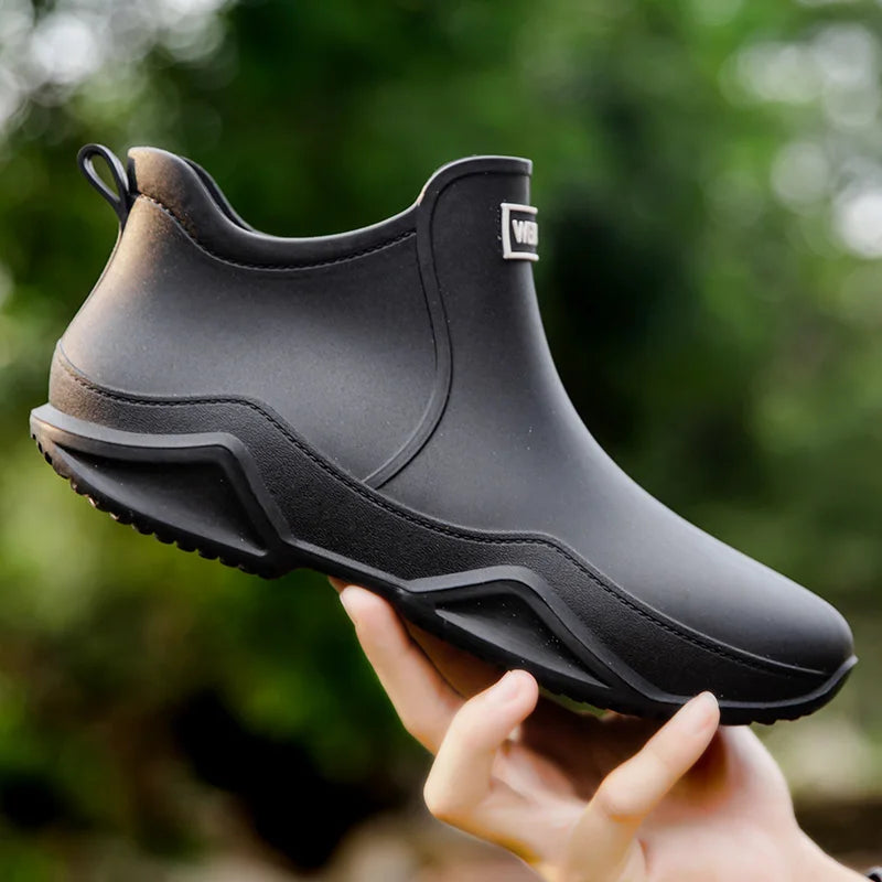 Fashion Couple's Outdoor Rain Boots New Men High Top Hiking Fishing Water Shoes Anti-slip Chef Work Ankle Boots Waterproof Shoes
