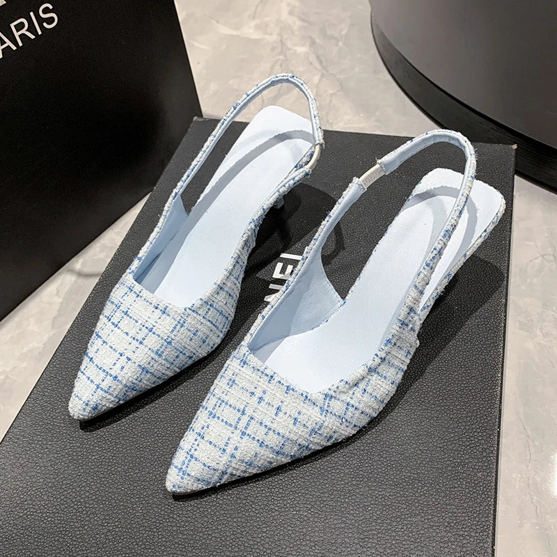 Fashion Women's Pointed High Heels Sandals Banquet Dress Wedding Party Pumps Designer Slingbacks Elegant Slingback Shoes Pumps