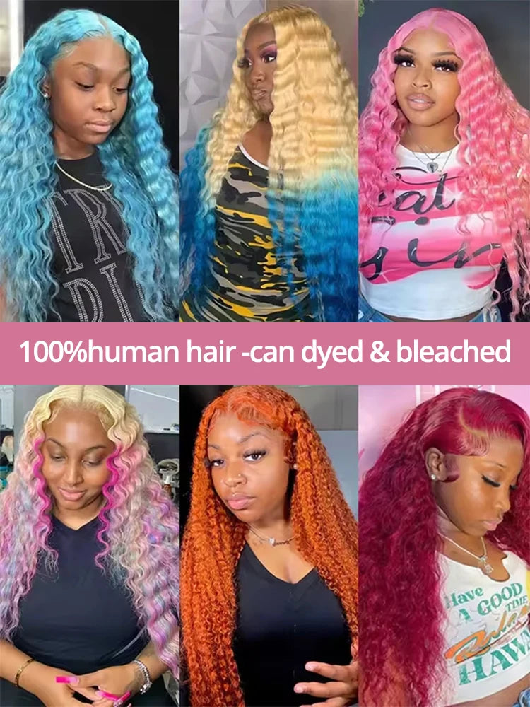 30 40 Inch 613 Honey Blonde Curly 13x6 HD Lace Frontal Human Hair Wigs Loose Deep Wave Brazilian Colored Wig For Women 200%