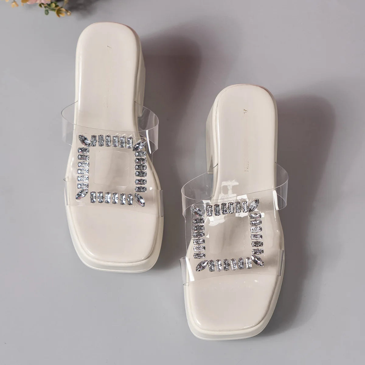 Sandals Women Clear Strap Chunky Heeled Sandals Women Platform Wedges High Heels Shoes Flip Flops Beach Slippers Dress Crystal