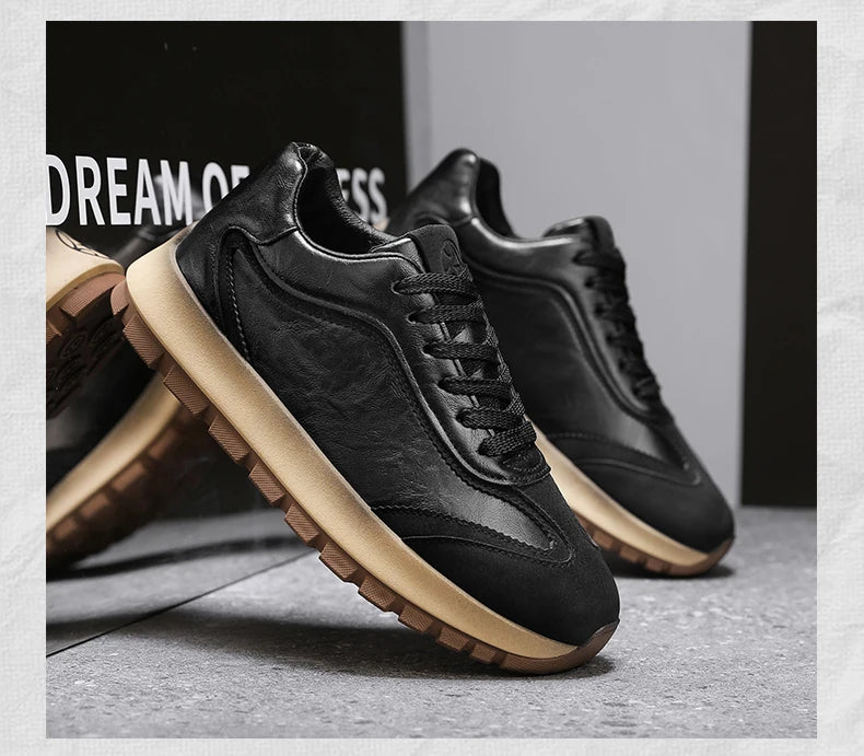 Trendy Men Shoes All Seasons Leather Casual Sneakers Korean Style Fashion Running Shoes Non-slip Wear-resistant Mens Sports Shoe