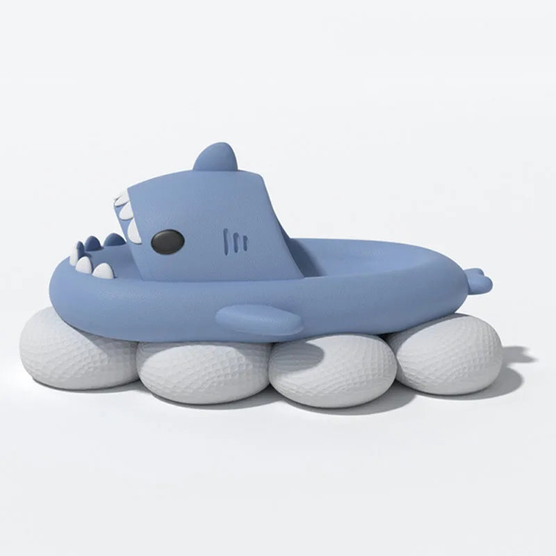 New summer cute shark slippers men's and women's same shower home non-slip flats casual outdoor children's slippers sandals