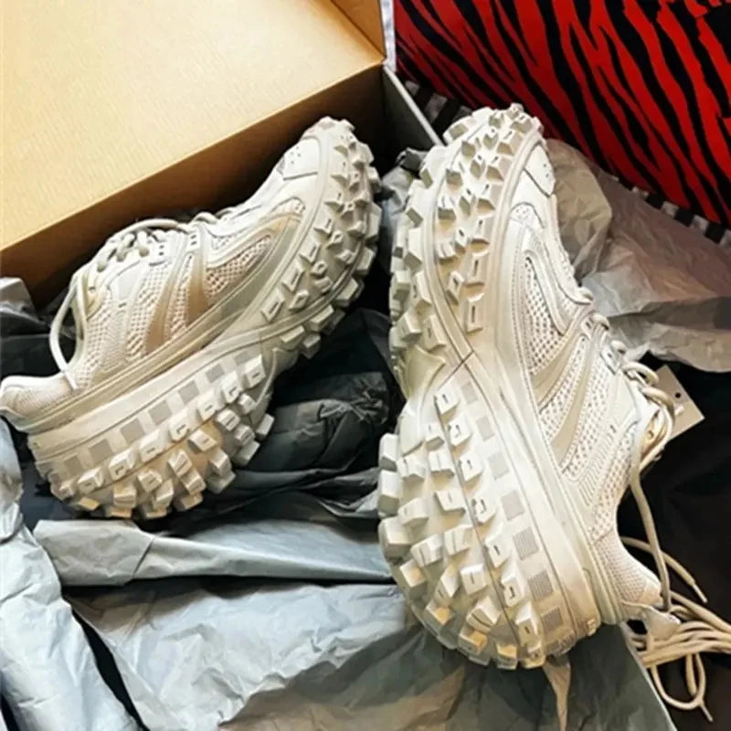 Woman Shoes Old Dad Tire Thick Bottom Sneakers Women outdoors Platform Increase Shoes For Women Leather Women Casual Sneakers