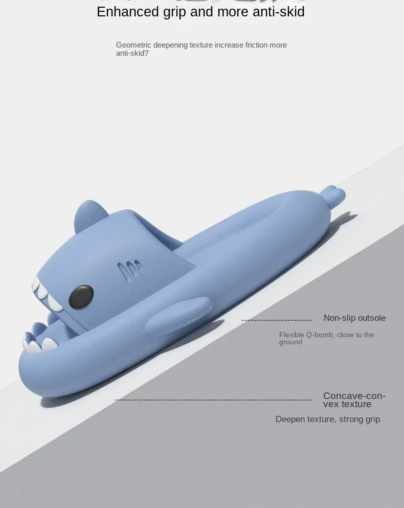 New summer cute shark slippers men's and women's same shower home non-slip flats casual outdoor children's slippers sandals