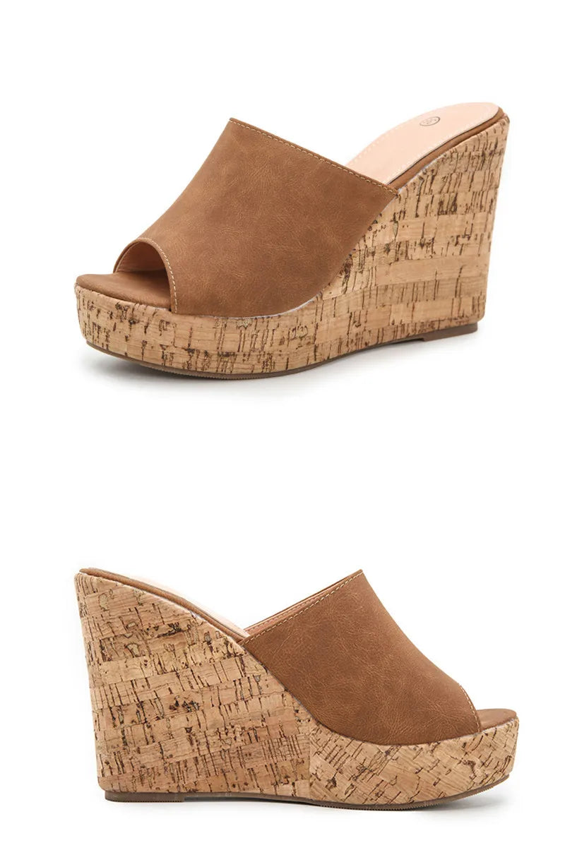 Comemore 2022 New Summer Woman Casual Platform Wedges Heels Slippers Fashion Open Toe Roman Women's Sandals Shoes Slides Mules