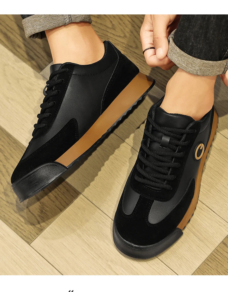 Classic Retro Black Sneakers Men Comfortable Suede Casual Shoes Men Luxury Brand Designer Shoes For Men Platform Flats Sneakers