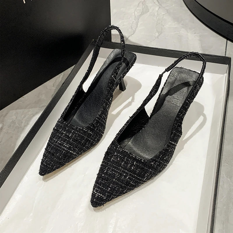Fashion Women's Pointed High Heels Sandals Banquet Dress Wedding Party Pumps Designer Slingbacks Elegant Slingback Shoes Pumps