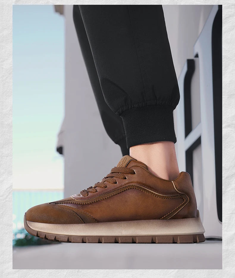 Trendy Men Shoes All Seasons Leather Casual Sneakers Korean Style Fashion Running Shoes Non-slip Wear-resistant Mens Sports Shoe