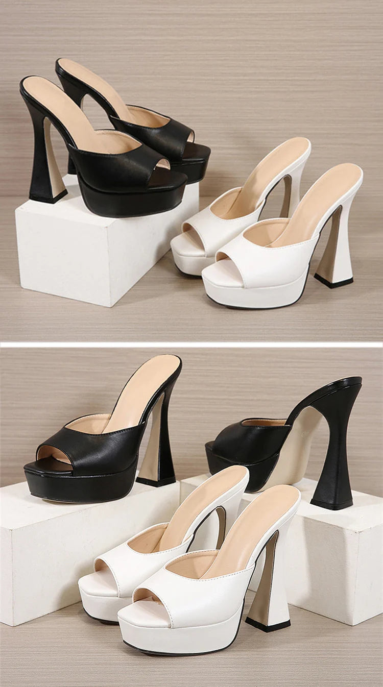 Eilyken Designer Platform Extreme High Heels Women Slippers Peep Toe Banquet Shoes Summer Zapatillas De Mujer