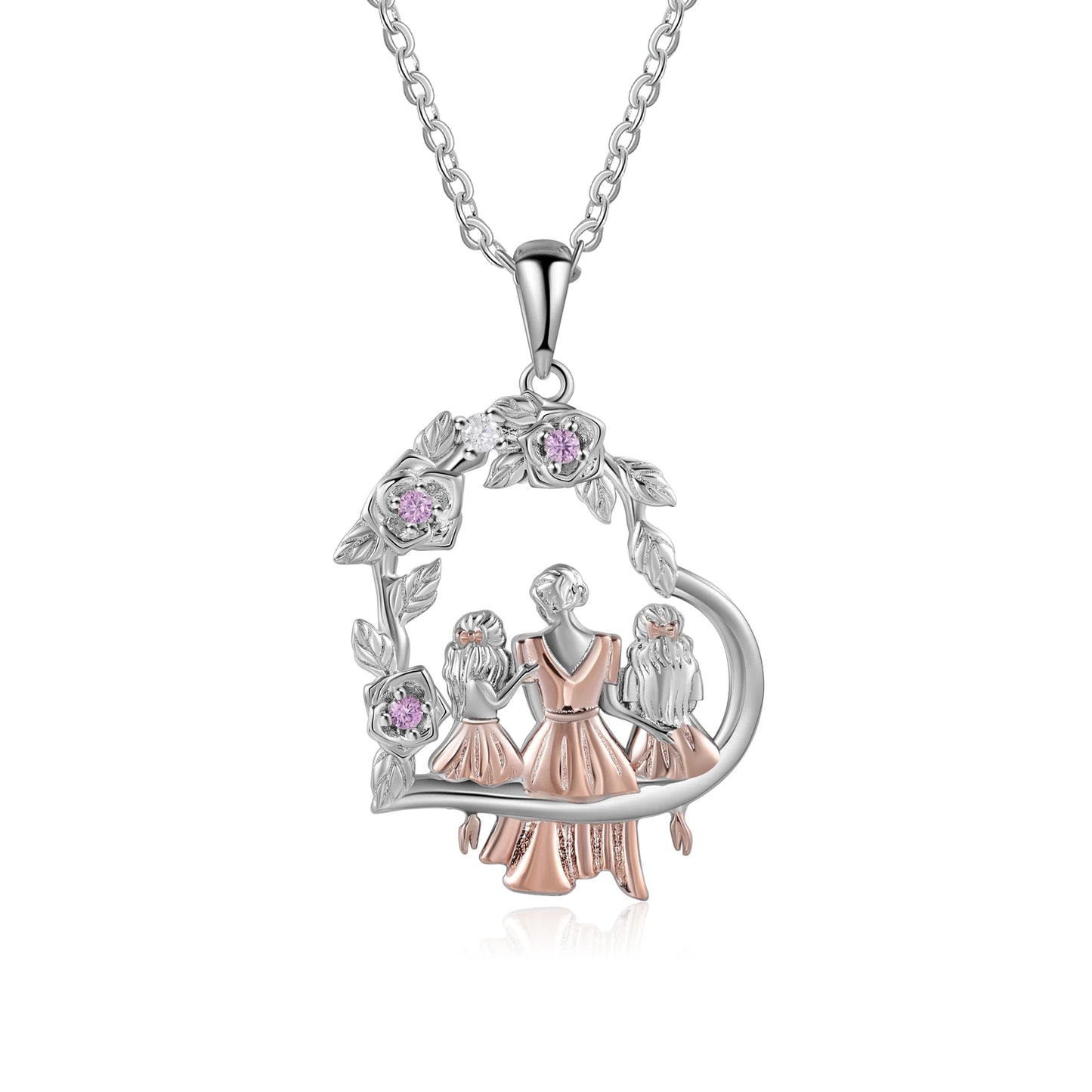 Personalized Mother and Daughter Pendant Necklace Heart Jewelry Custom Name Mothers Day Gift for Women Mom Wife Grandma Nana