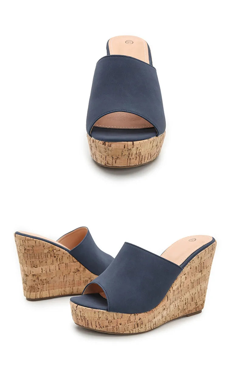 Comemore 2022 New Summer Woman Casual Platform Wedges Heels Slippers Fashion Open Toe Roman Women's Sandals Shoes Slides Mules