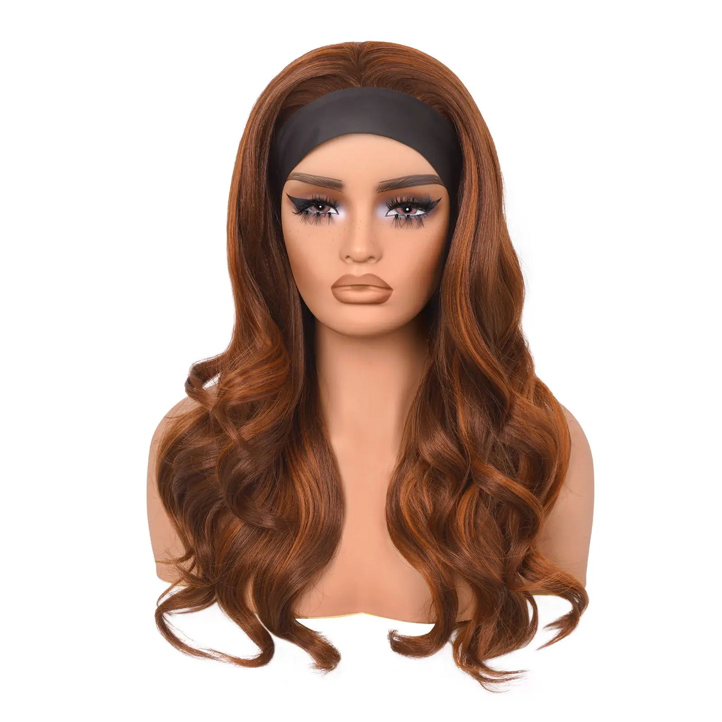 Natural Black Yaki Body Wave Headband Wigs for Black Women 20 Inch Wear & Go Glueless Body Wave Synthetic Hair Wig with Headband