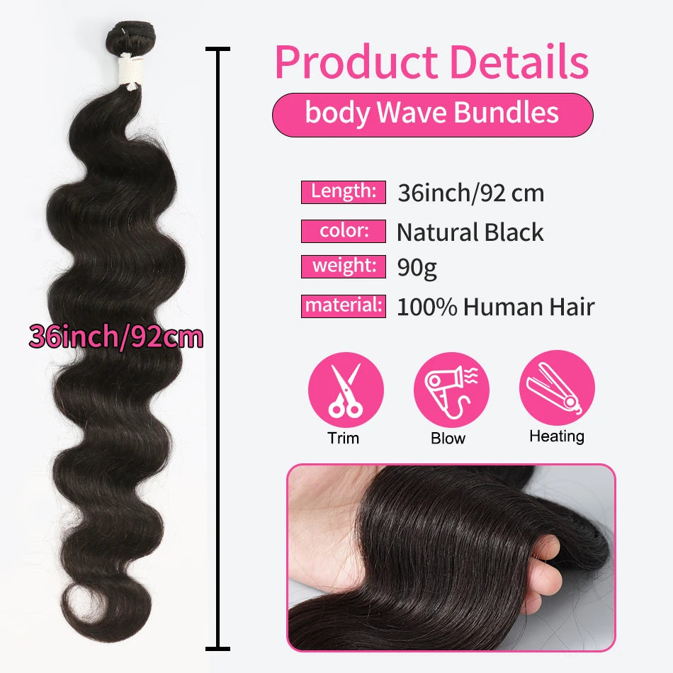 Linktowig Body Wave Bundles Human Hair 30 Inch Water Wave Human Hair Bundles Brazilian Raw Hair Bundles Human Hair Extensions