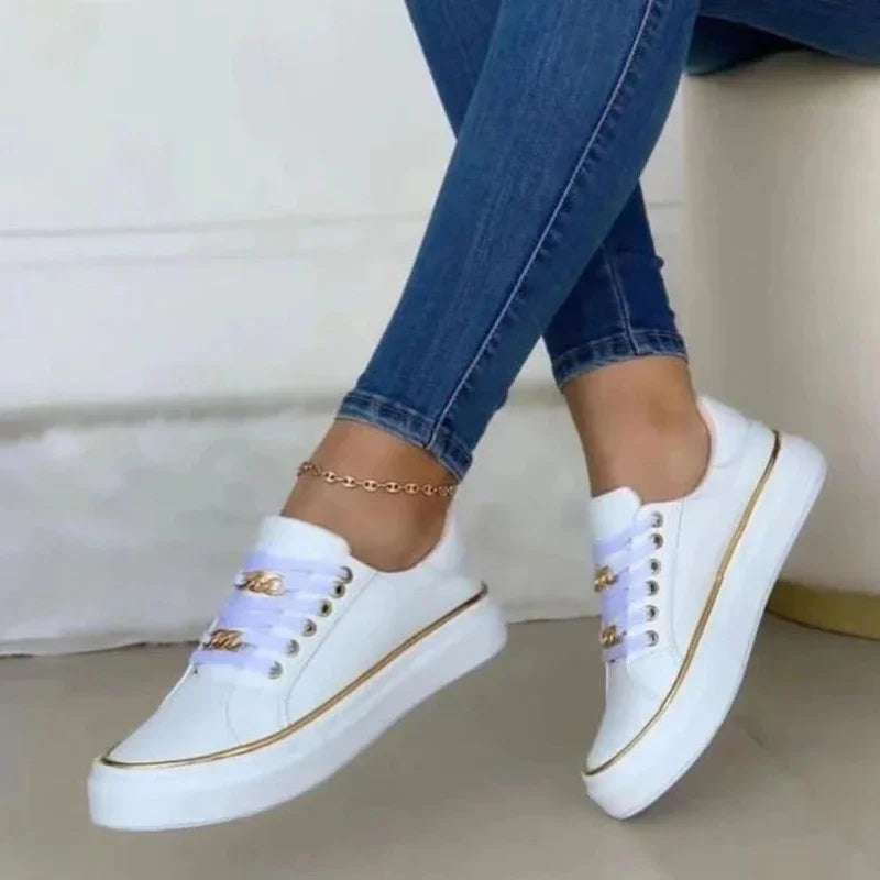 Women's Sneakers 2025 New Fashion Womens Shoes Comfortable Round Toe Platform Sneakers Lace-up Walking Vulcanized Shoes Zapatos