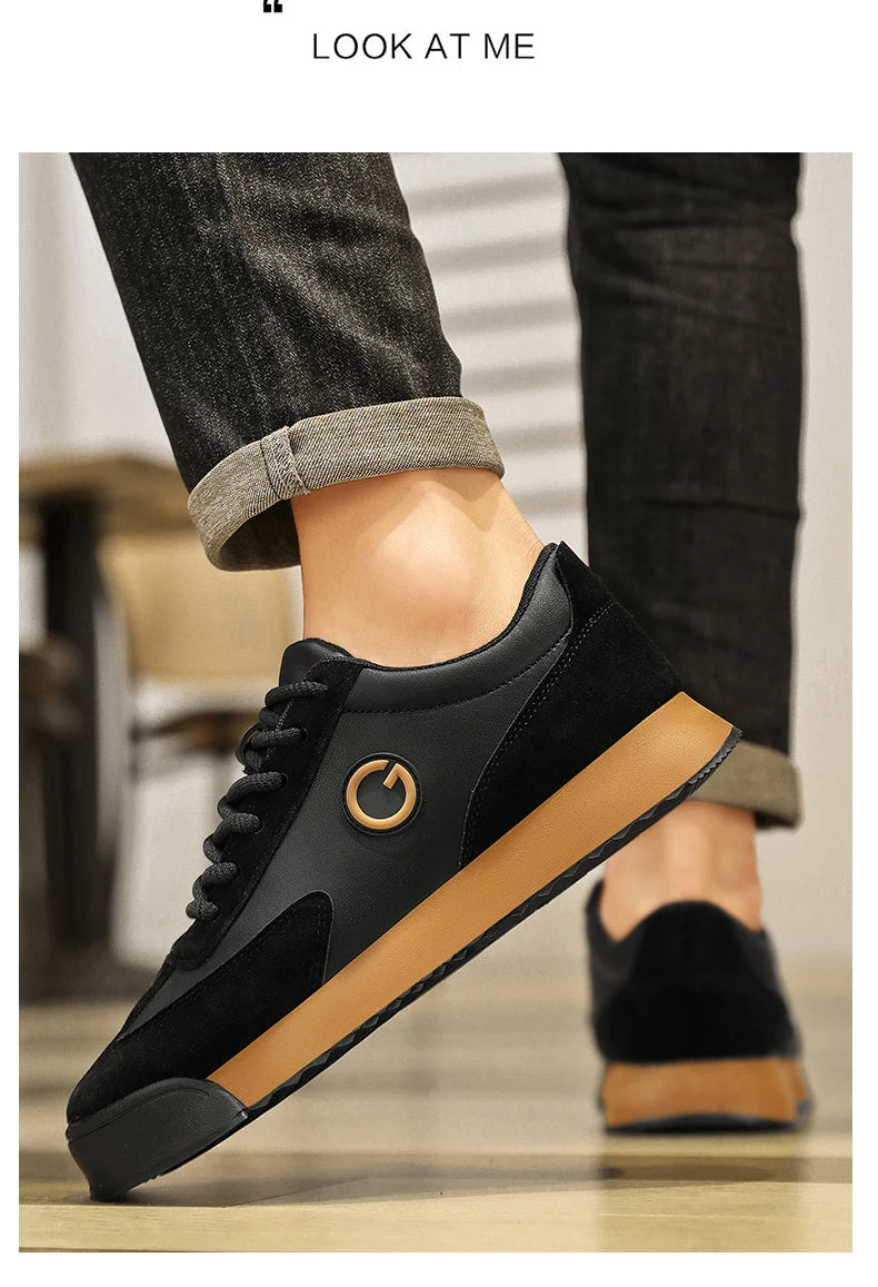 Classic Retro Black Sneakers Men Comfortable Suede Casual Shoes Men Luxury Brand Designer Shoes For Men Platform Flats Sneakers