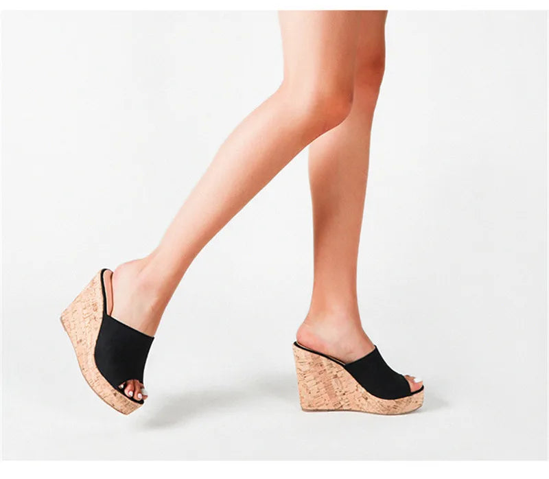 Comemore 2022 New Summer Woman Casual Platform Wedges Heels Slippers Fashion Open Toe Roman Women's Sandals Shoes Slides Mules