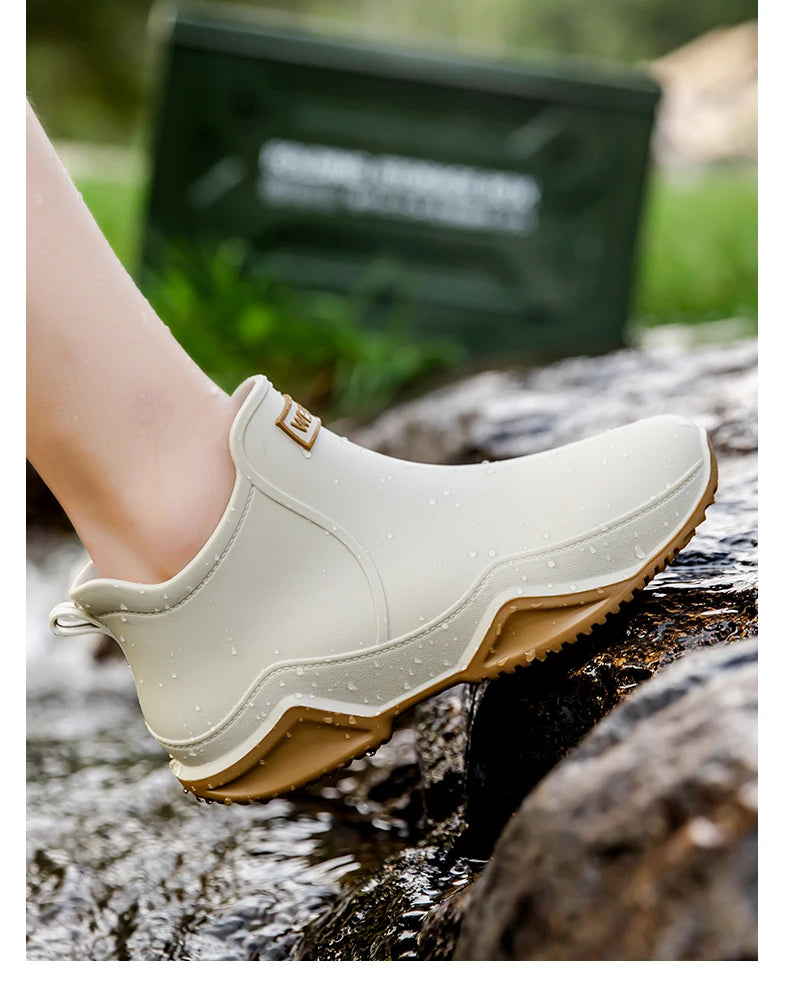 Fashion Couple's Outdoor Rain Boots New Men High Top Hiking Fishing Water Shoes Anti-slip Chef Work Ankle Boots Waterproof Shoes