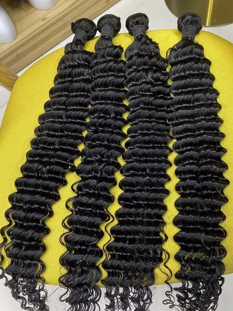 30 34Inch Burmese Curly Bundles Human Hair Extensions Sew In 100% Original Loose Deep Wave Bundles Double Weft Raw Hair Weaving