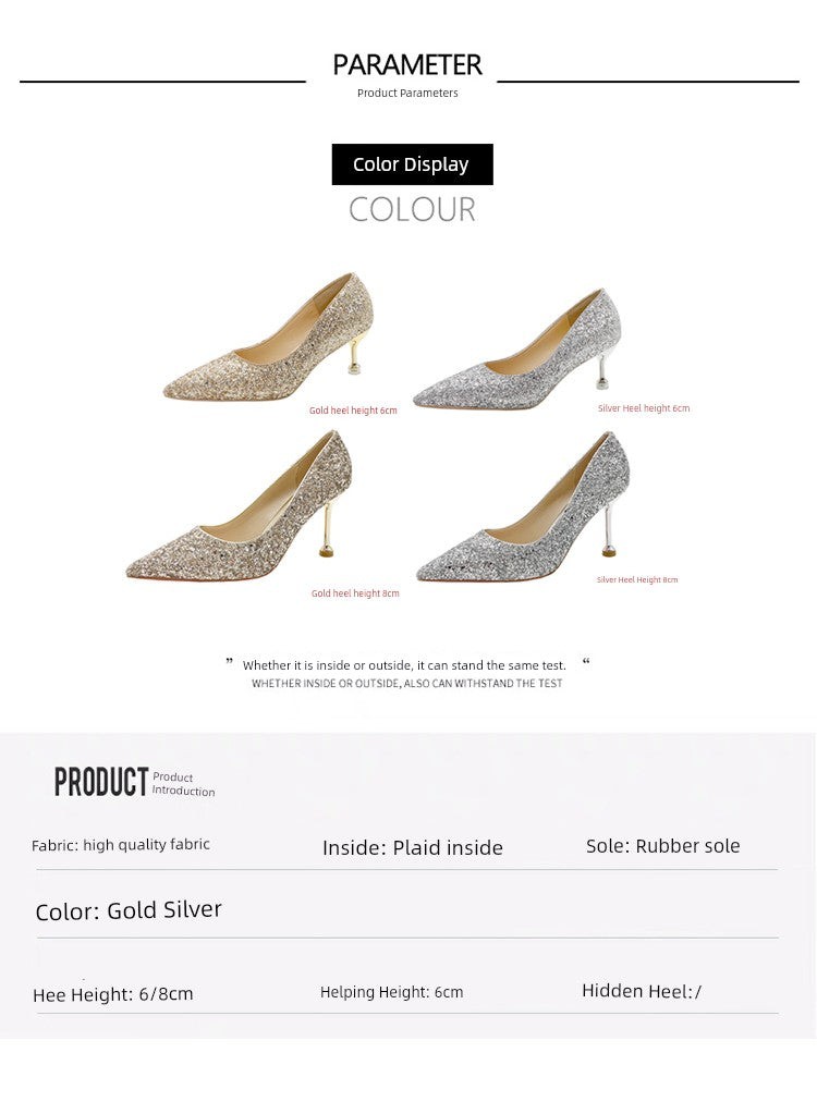 Stiletto Crystal Summer Two-Way French Wedding Shoes