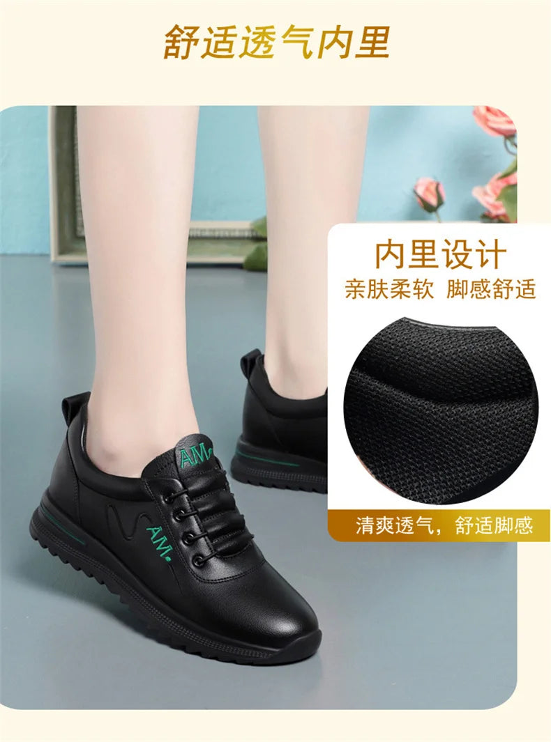 Little White Shoes Women's 2024 New Sports Casual Soft Single Shoes Spring Autumn Designer Sneakers Middle-aged And Elderly